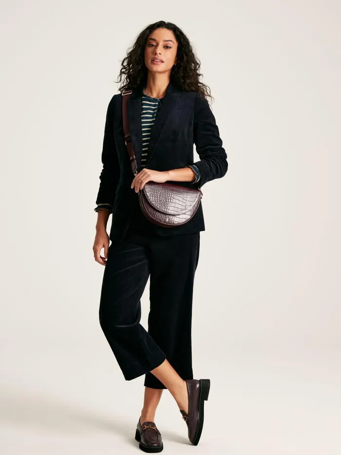 Joules Tops Women Navy Sparkle Striped Long Sleeve Top With Frill Neck