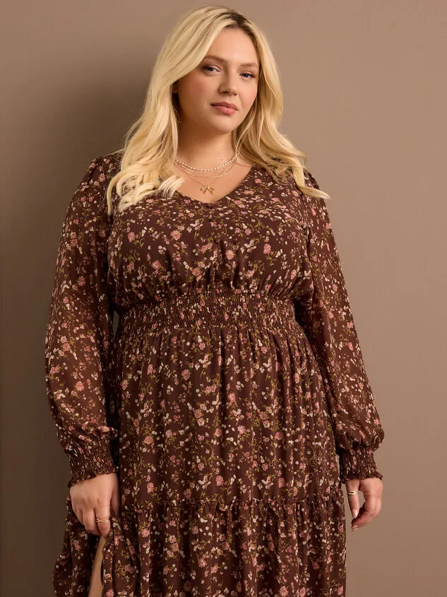 Julia Floral Midi Dress Brownmulti Women Altar039d State Dresses