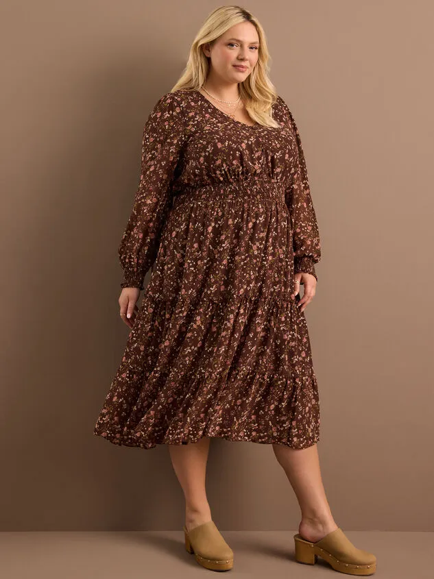 Julia Floral Midi Dress Brownmulti Women Altar039d State Dresses