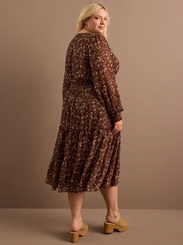 Julia Floral Midi Dress Brownmulti Women Altar039d State Dresses