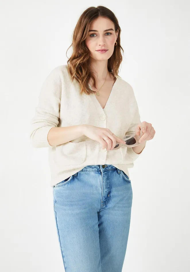 Jumpers and Cardigans Women Hush Yas Cardigan Palest Grey Marl