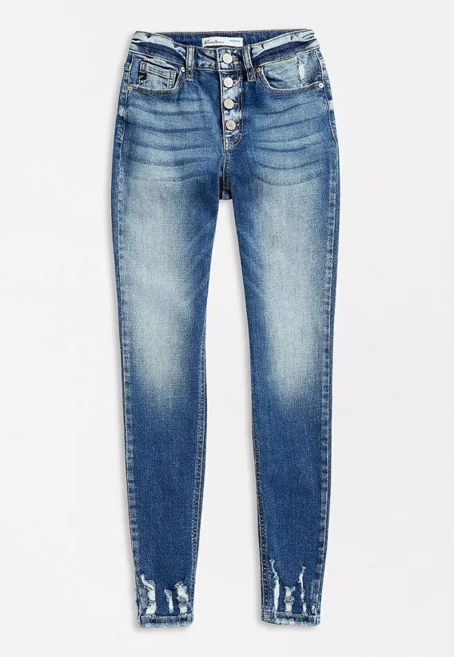 Kancan High Rise Medium Destructed Hem Skinny Jean Women Maurices Jeans
