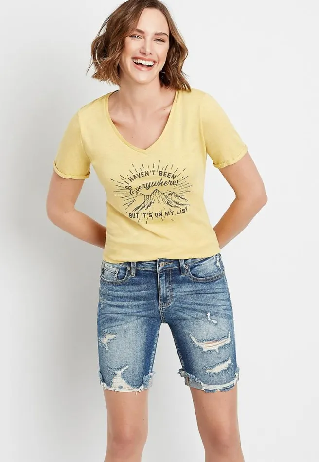 Kancan Medium Ripped Curvy Bermuda Short Women Maurices Jeans