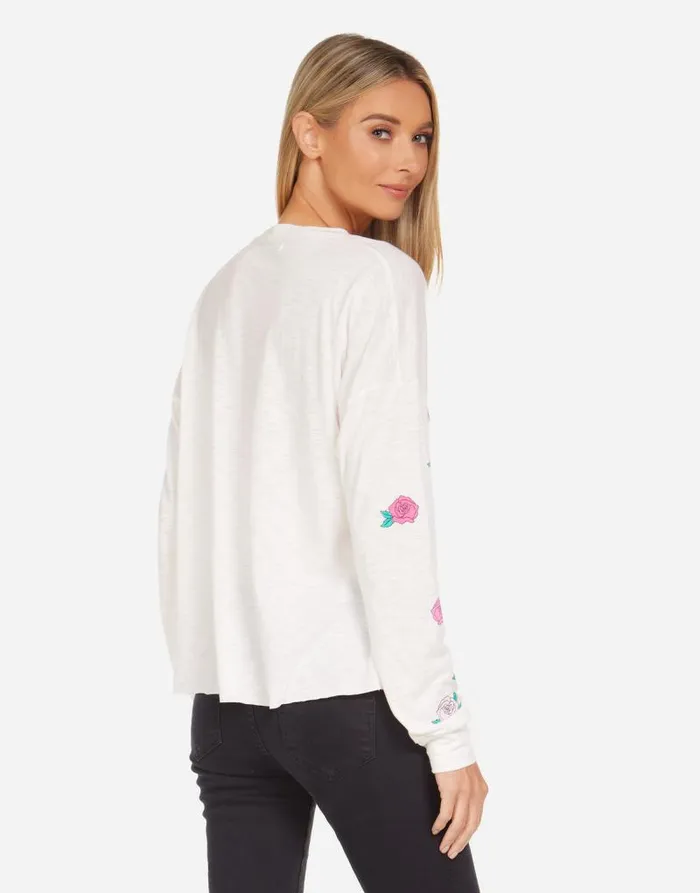 Kasia Pink Rose Skull Milk Women Lauren Moshi Long Sleeve