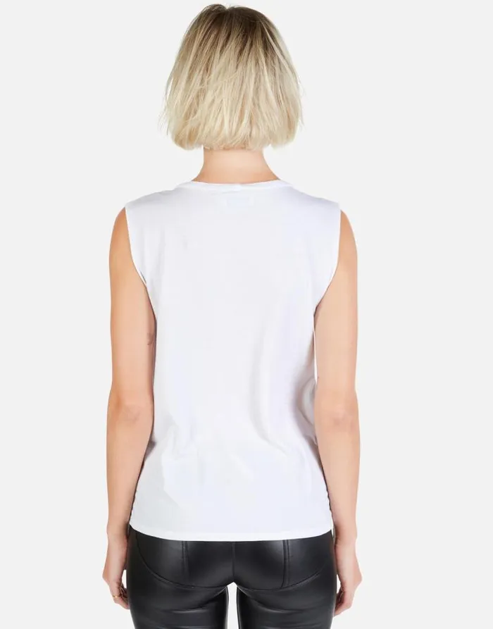 Kel Cracked Lightning Bolt White Women Lauren Moshi Tanks