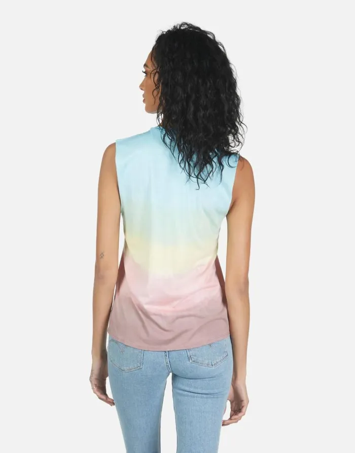 Kel Text Happy Face Rainbow Ombre Women Lauren Moshi Tanks