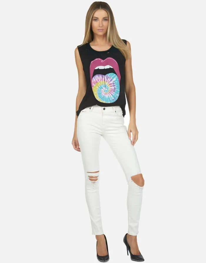 Kel Tie Dye Tongue Onyx Women Lauren Moshi Tanks