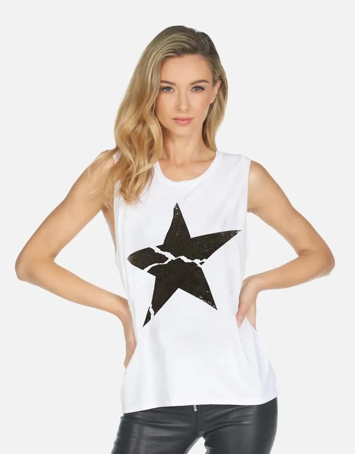 Kel X Cracked Star White Women Lauren Moshi Short Sleeve