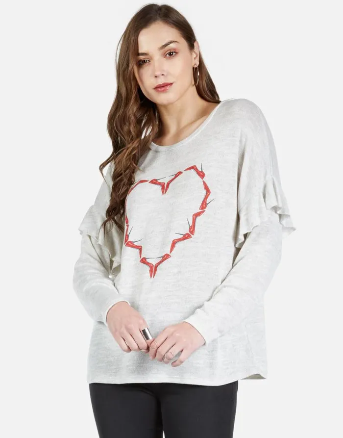 Kennedy High Heel Heart Pearl Grey Women Lauren Moshi Long Sleeve