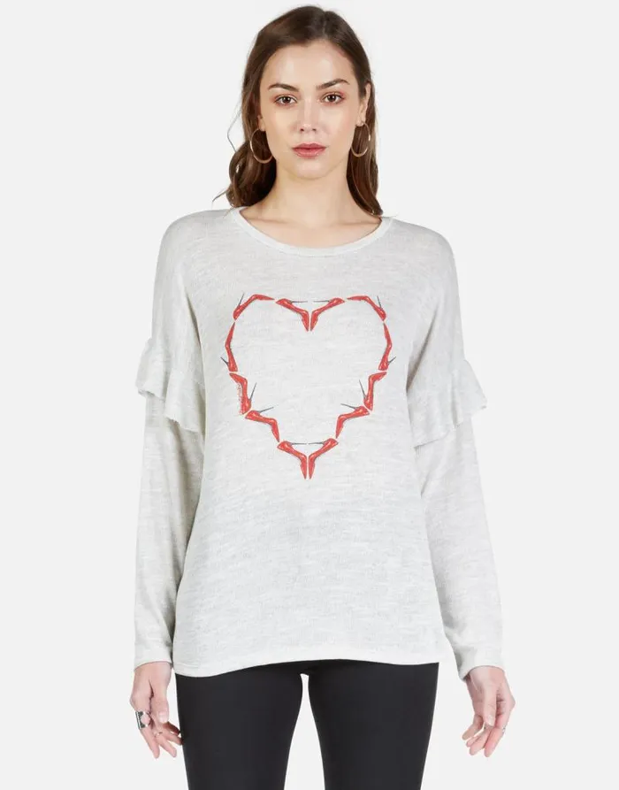 Kennedy High Heel Heart Pearl Grey Women Lauren Moshi Long Sleeve