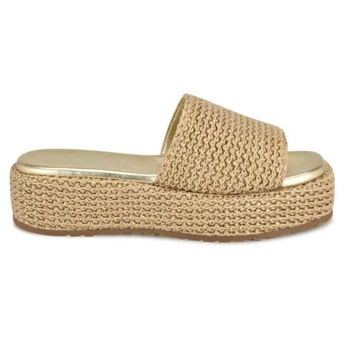 Keziah Flatform Slide Sandals Platino Women Nine West Sandals