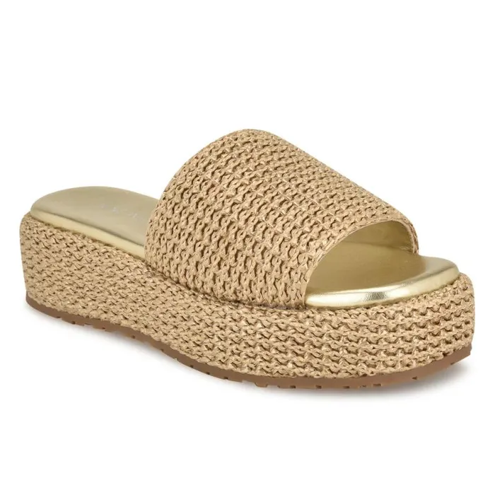 Keziah Flatform Slide Sandals Platino Women Nine West Sandals