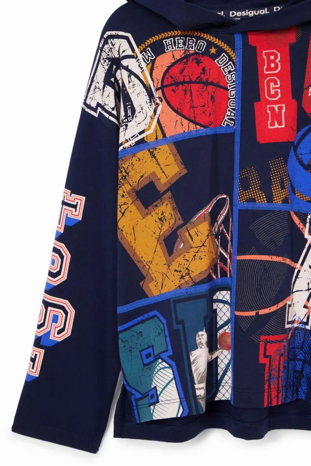 Kids Tshirts And Shirts Desigual Basketball Tshirt With A Hood