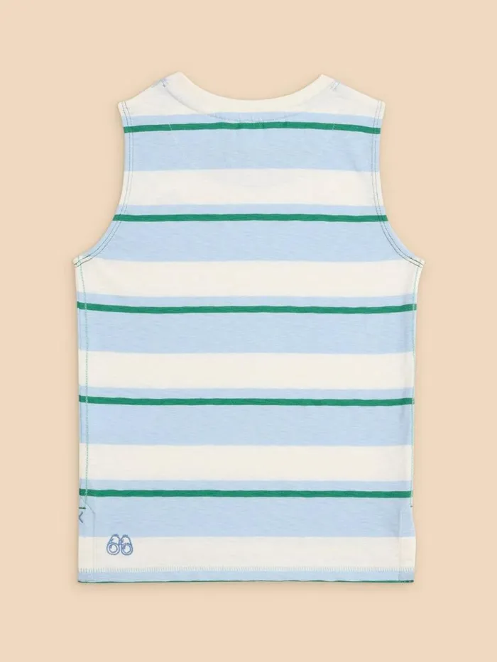 Kids TOPS White Stuff Boys Striped Vest Blue Multi