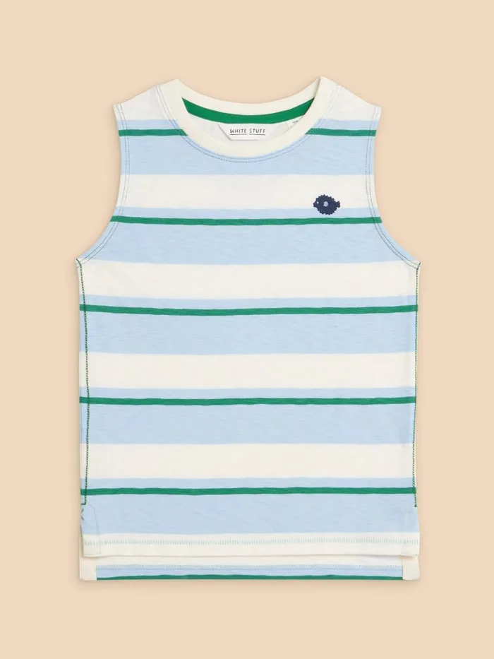 Kids TOPS White Stuff Boys Striped Vest Blue Multi