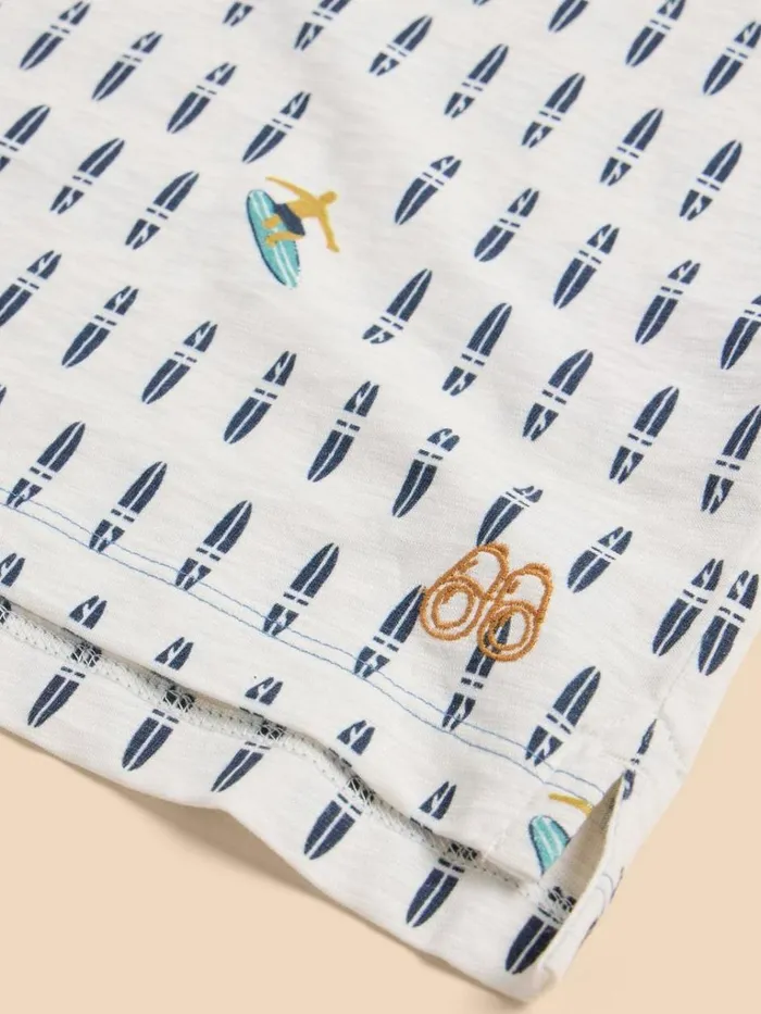 Kids TOPS White Stuff Boys Surfers Print Polo Ivory Multi