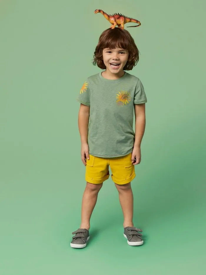 Kids TOPS White Stuff Sunny Rainbow Graphic T Shirt Green Print