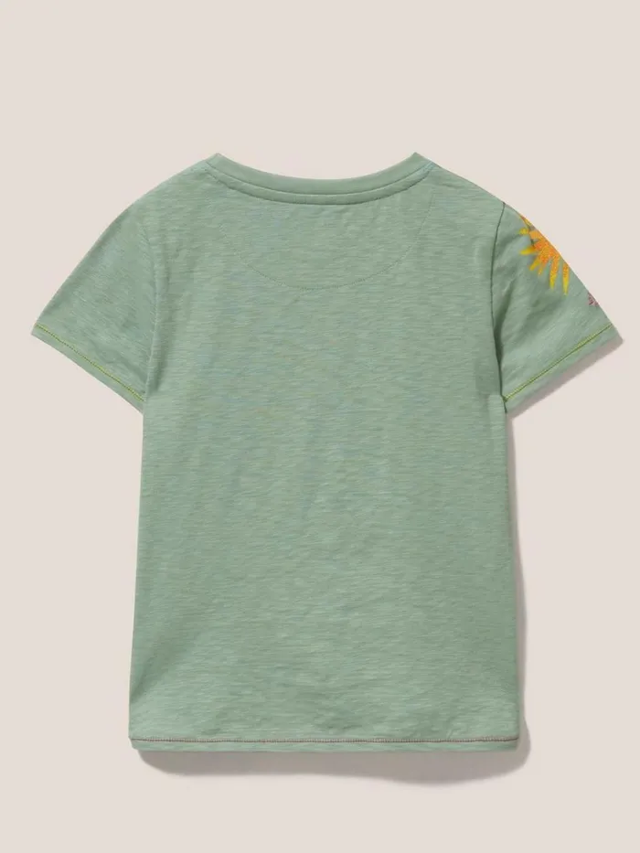Kids TOPS White Stuff Sunny Rainbow Graphic T Shirt Green Print