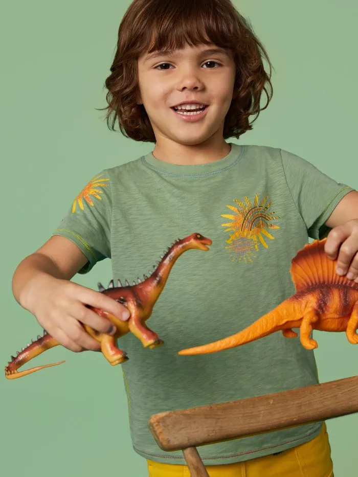 Kids TOPS White Stuff Sunny Rainbow Graphic T Shirt Green Print