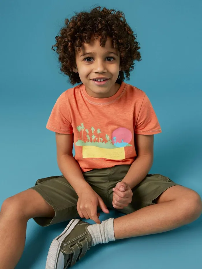Kids TOPS White Stuff Sunset Graphic T Shirt Dark Coral Kids TOPS White Stuff Sunset Graphic T Shirt Dark Coral