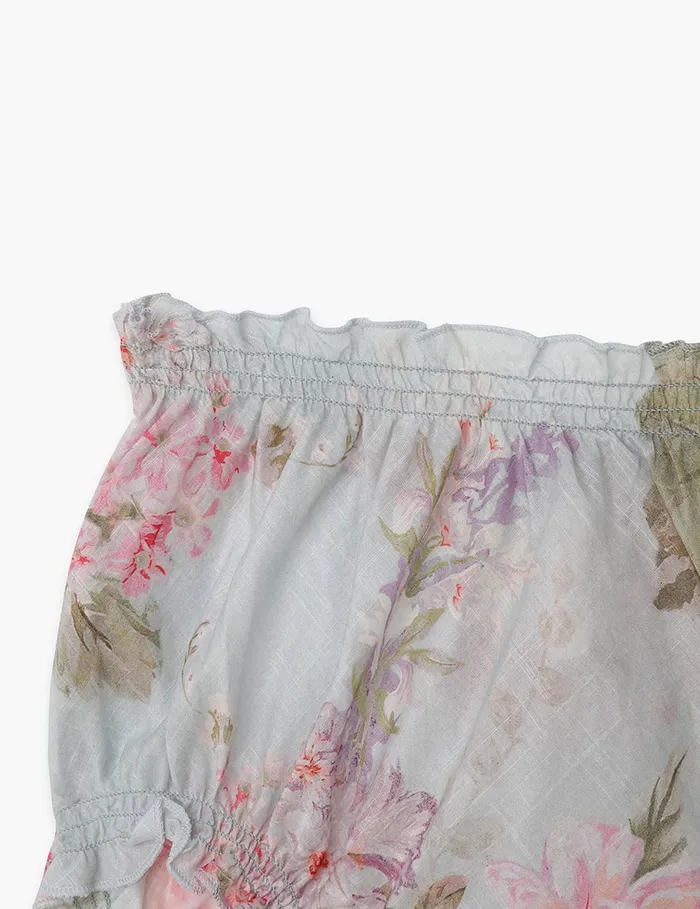 Kids Zimmermann Clothing Halliday Bloomer Blue Watercolour Floral