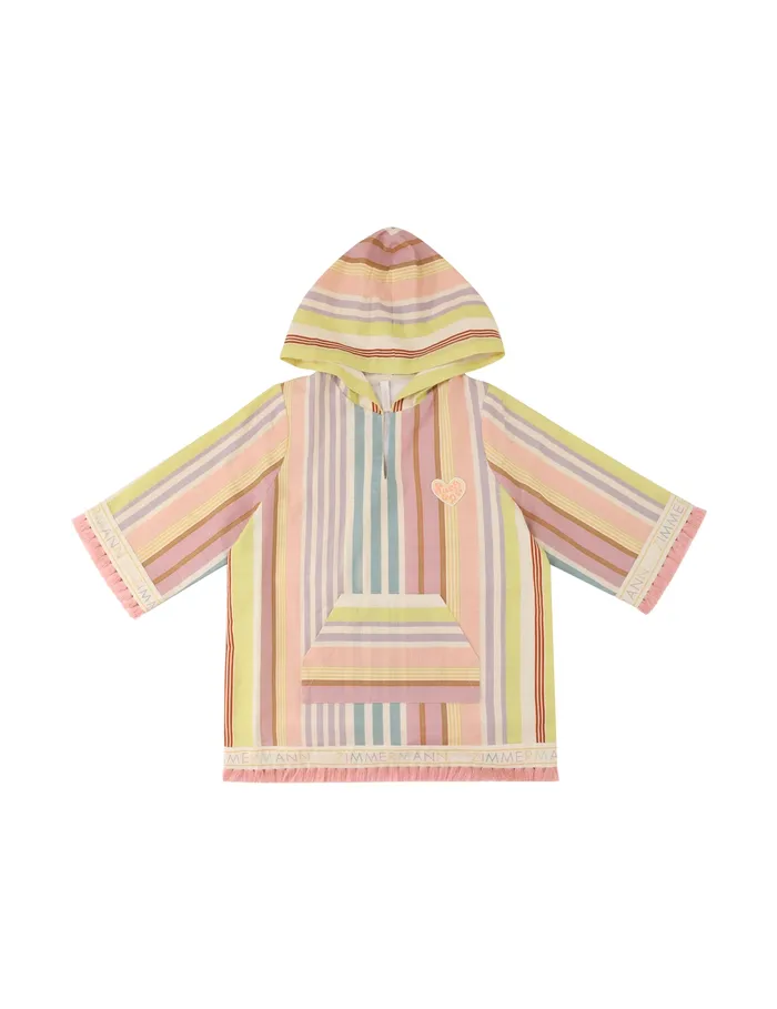 Kids Zimmermann Clothing Halliday Hooded Coverup Multi Stripe
