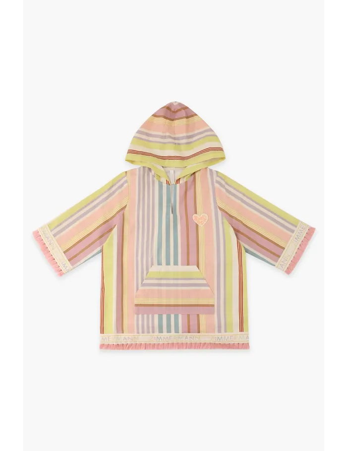 Kids Zimmermann Clothing Halliday Hooded Coverup Multi Stripe