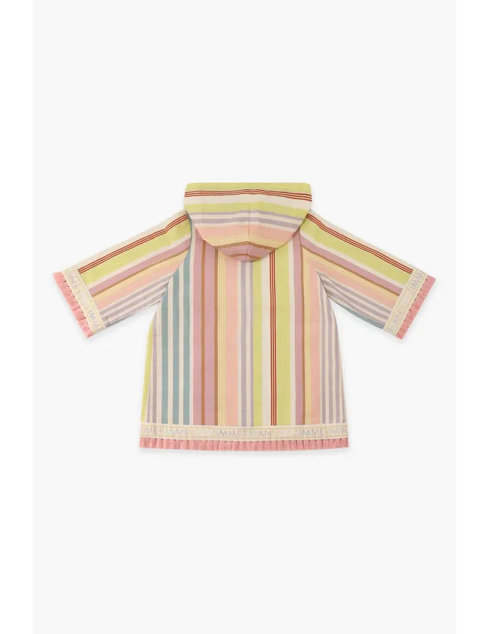 Kids Zimmermann Clothing Halliday Hooded Coverup Multi Stripe
