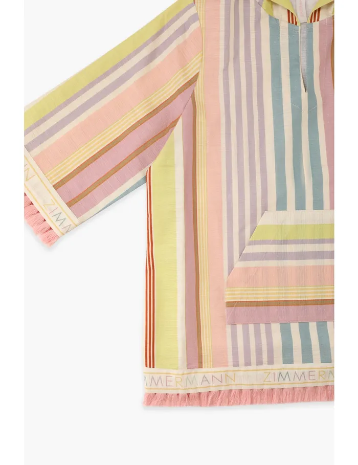 Kids Zimmermann Clothing Halliday Hooded Coverup Multi Stripe