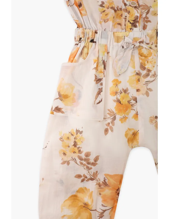 Kids Zimmermann Clothing Ottie Utility Jumpsuit Orange Floral