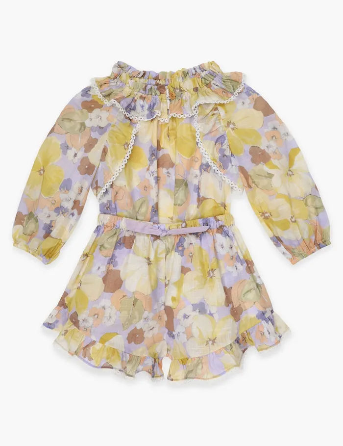 Kids Zimmermann Clothing Pop Frill Short Purple Multi Floral