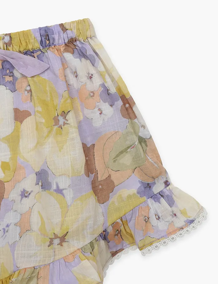 Kids Zimmermann Clothing Pop Frill Short Purple Multi Floral