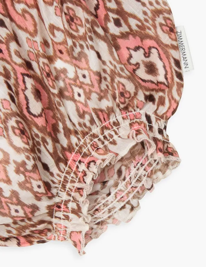 Kids Zimmermann Clothing Wylie Bloomer Peach Ikat