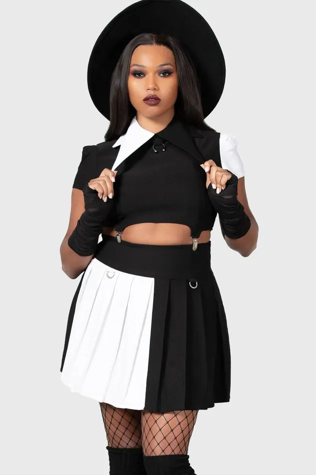 Killstar Crop Women Hels Harlequin Top