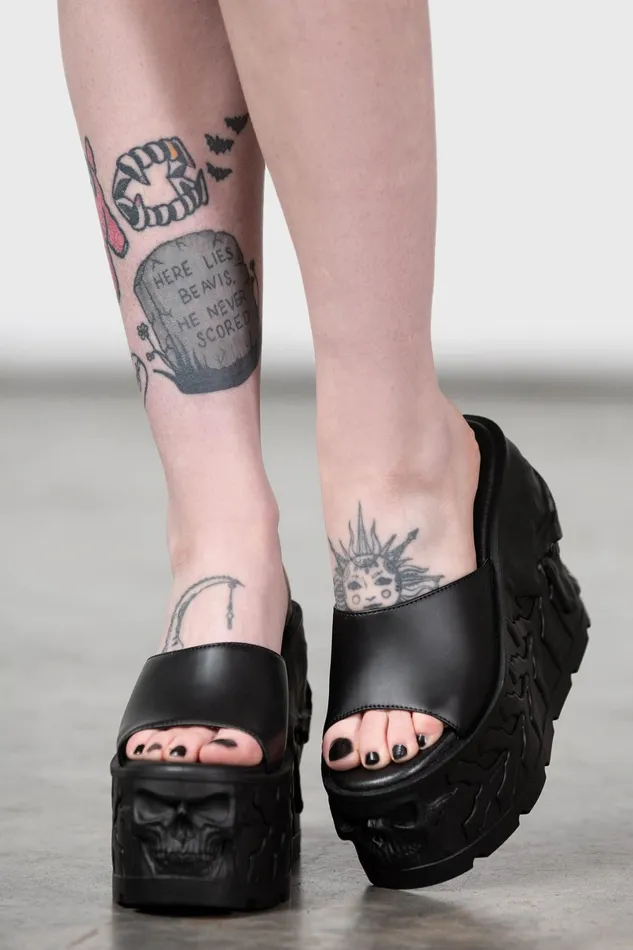 Killstar Flats and Trainers Women Doom Platform Sliders