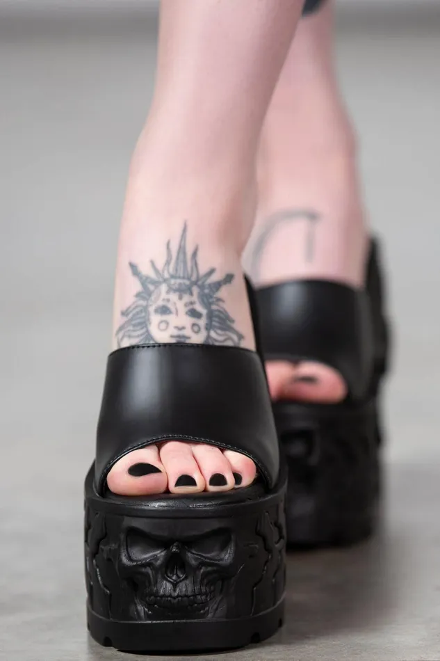 Killstar Flats and Trainers Women Doom Platform Sliders