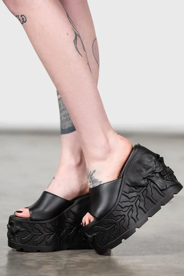 Killstar Flats and Trainers Women Doom Platform Sliders