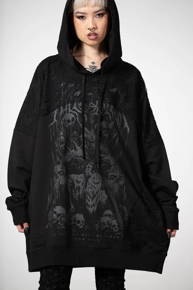 Killstar Hoodies Women The Verge Fishnet Hoodie