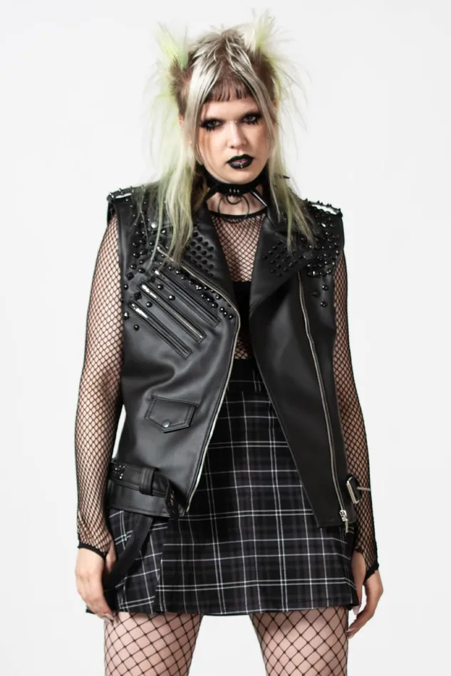 Killstar Jackets and Coats Women Doom Leather Vest FAUX LEATHER