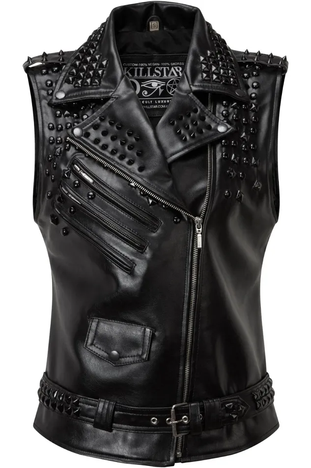 Killstar Jackets and Coats Women Doom Leather Vest FAUX LEATHER