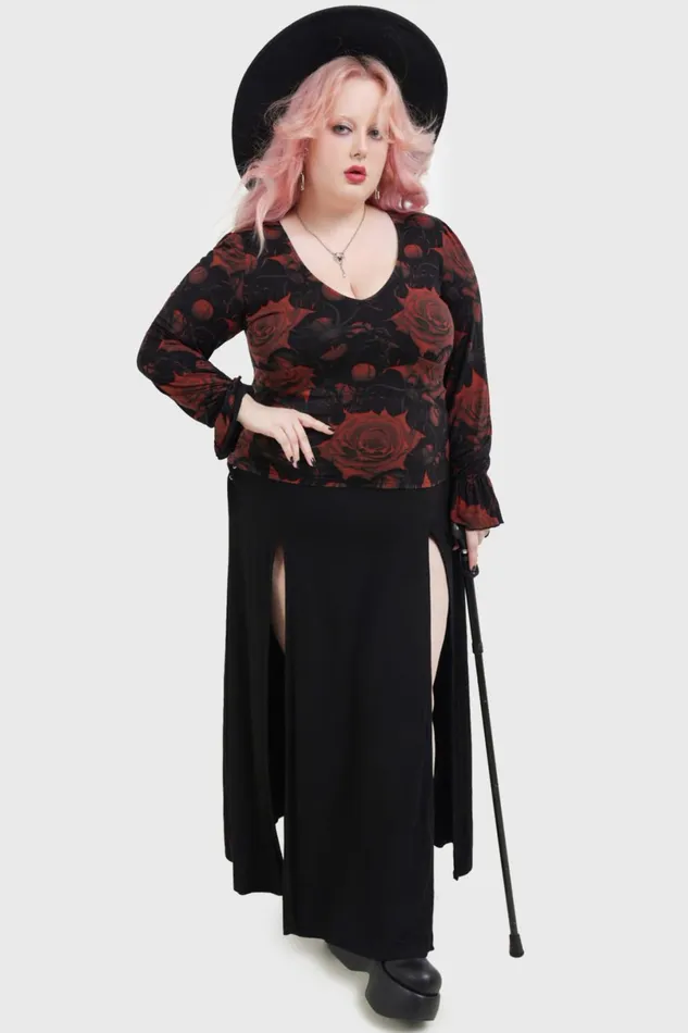 Killstar Long Sleeves Women Blood Rose Top