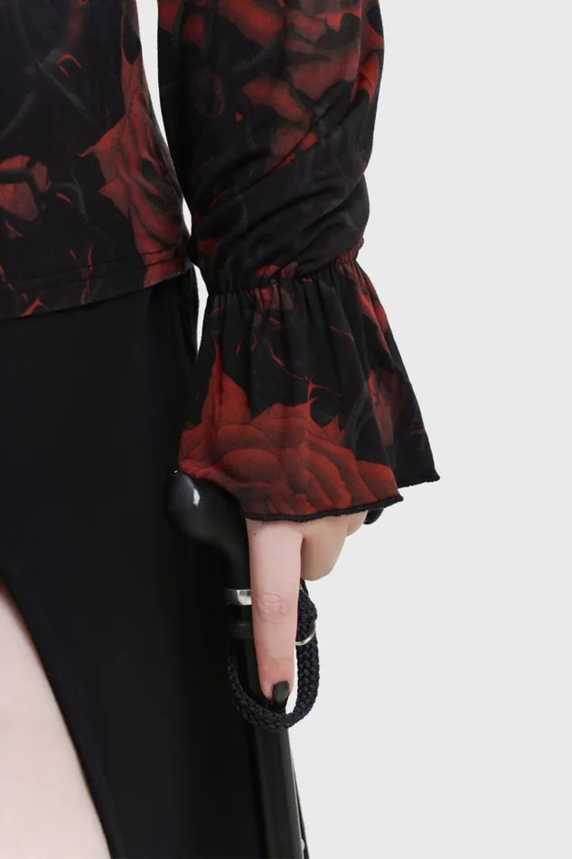 Killstar Long Sleeves Women Blood Rose Top