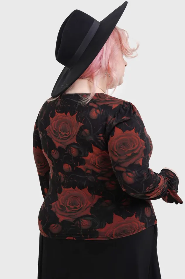 Killstar Long Sleeves Women Blood Rose Top