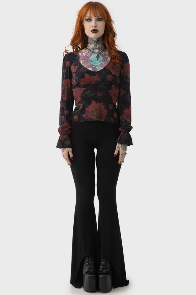 Killstar Long Sleeves Women Blood Rose Top