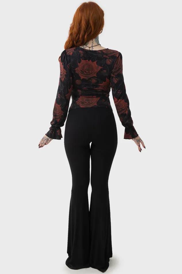 Killstar Long Sleeves Women Blood Rose Top