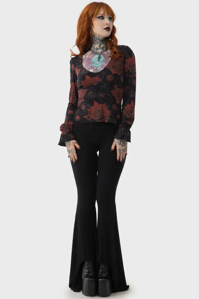 Killstar Long Sleeves Women Blood Rose Top