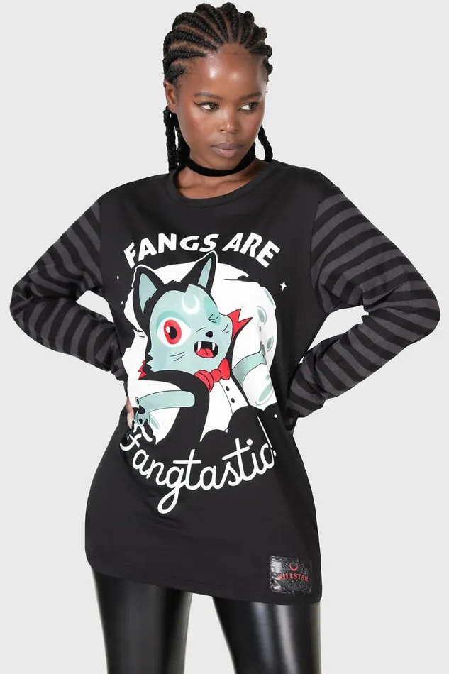 Killstar Long Sleeves Women Fangtasy Stripe Sleeve Top