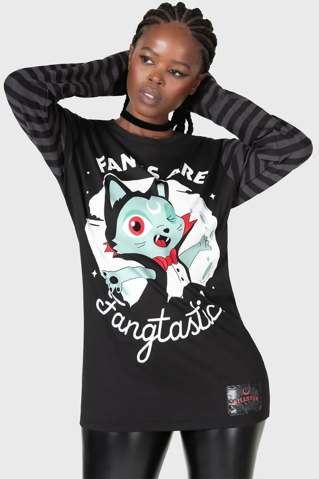 Killstar Long Sleeves Women Fangtasy Stripe Sleeve Top