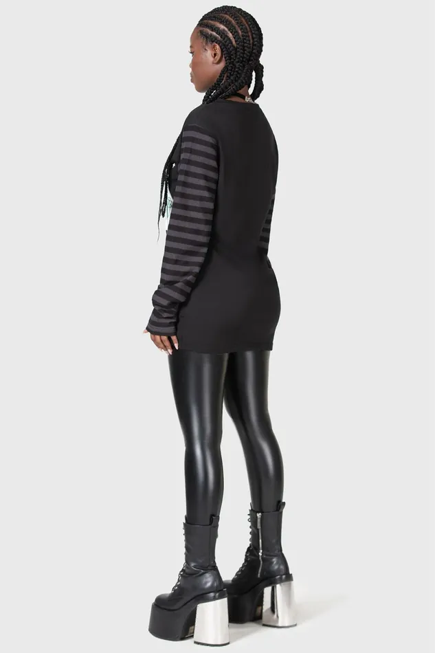 Killstar Long Sleeves Women Fangtasy Stripe Sleeve Top