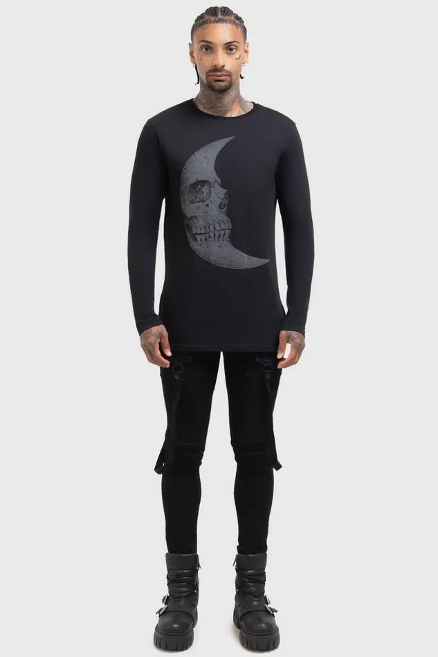 Killstar Long Sleeves Women Lunar Crescent Long Sleeve Top